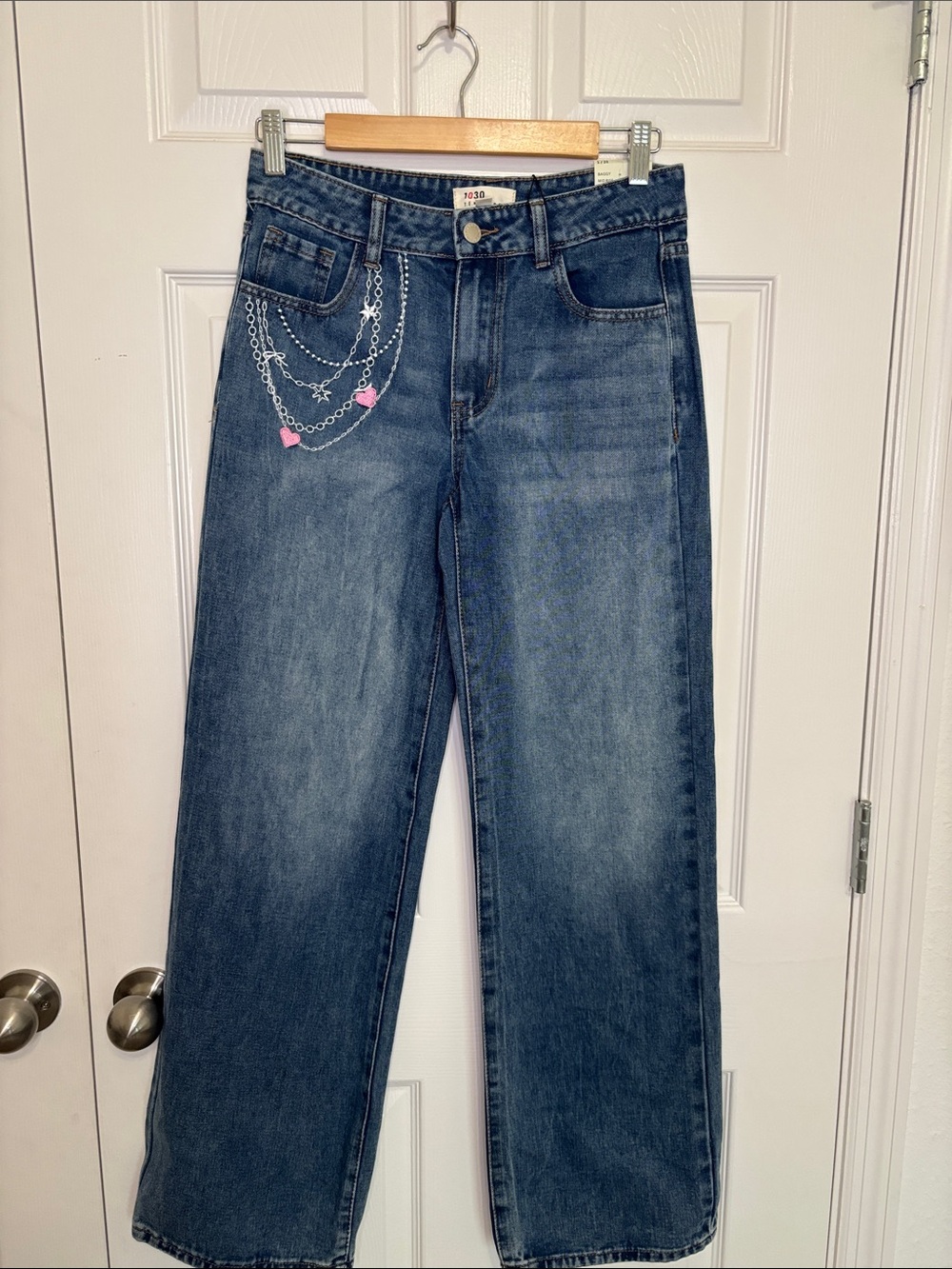 1030 T.E.N.T.H.I.R.T.Y Junior’s Baggy MidRise Eide Leg Blue Jeans Size 1/25